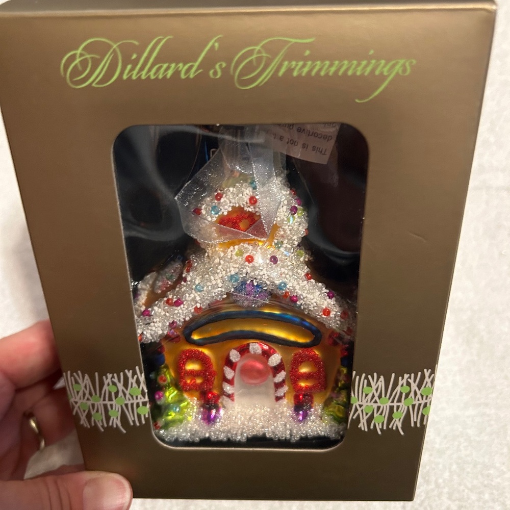 Dillard Trimmings Gingerbread House Blown Glass Ornament